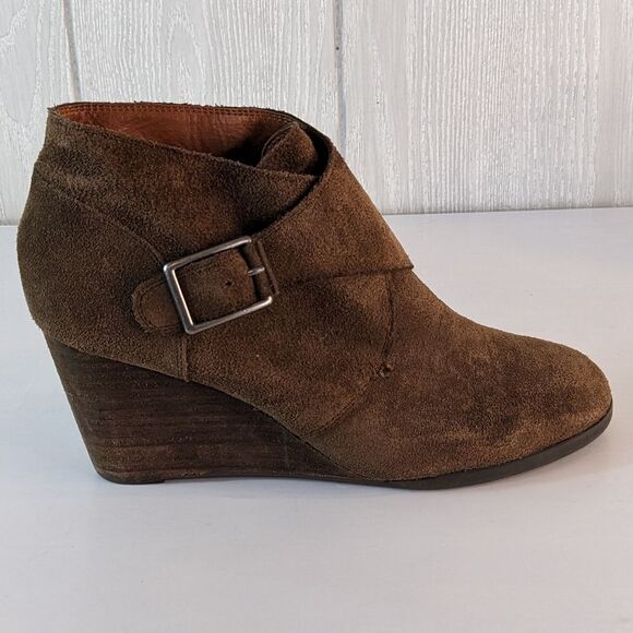 Lucky Brand Sumarah Wedge Ankle Boots Suede Leather Booties SZ 9B EUC - Picture 8 of 8